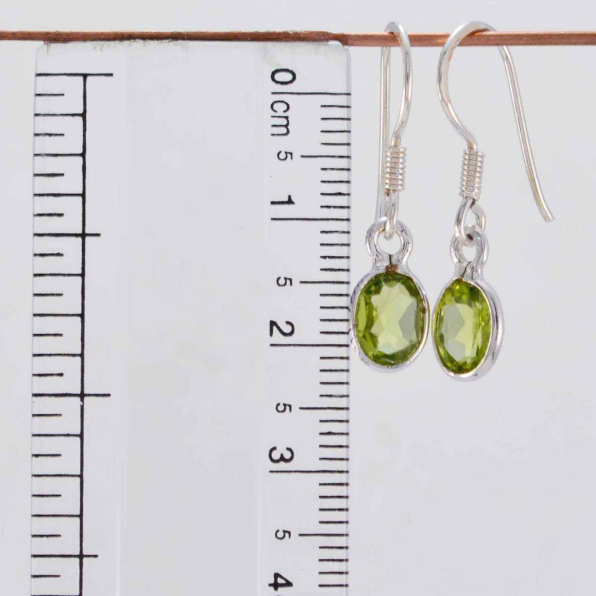 Riyo Natural Gemstone round Faceted Green Peridot Silver Earring gift for friend