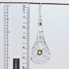 Riyo Natural Gemstone round Faceted Green Peridot Silver Earrings gift for handmade