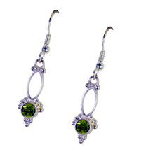 Riyo Natural Gemstone round Faceted Green Peridot Silver Earrings mom birthday gift
