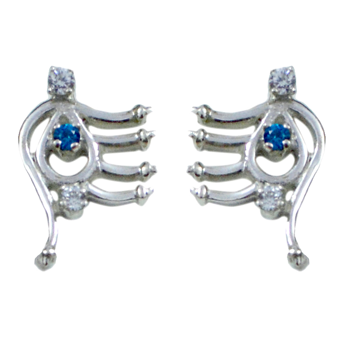 Riyo Natural Gemstone round Faceted Multi Multi CZ Silver Earring wedding gift