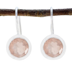 Riyo Natural Gemstone round Faceted Pink Rose Quartz Silver Earring cyber Monday gift