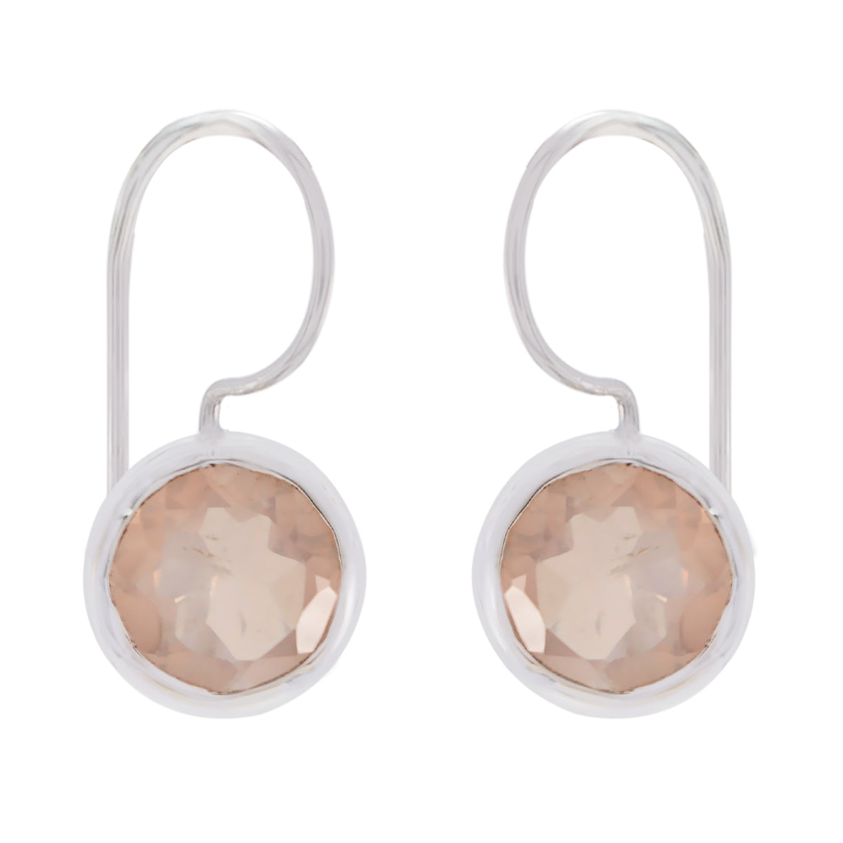 Riyo Natural Gemstone round Faceted Pink Rose Quartz Silver Earring cyber Monday gift