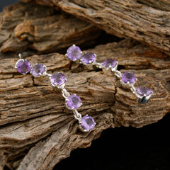 Riyo Natural Gemstone round Faceted Purple Amethyst Silver Earrings girlfriend gift