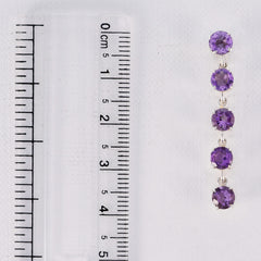 Riyo Natural Gemstone round Faceted Purple Amethyst Silver Earrings girlfriend gift
