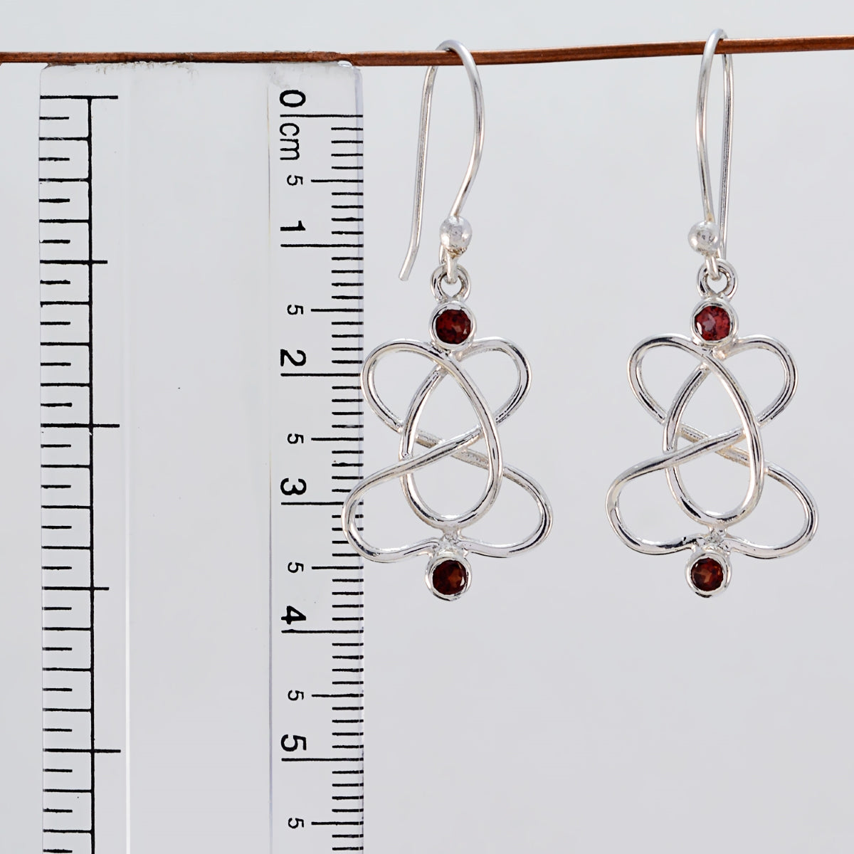 Riyo Natural Gemstone round Faceted Red Garnet Silver Earring gift for mother's day