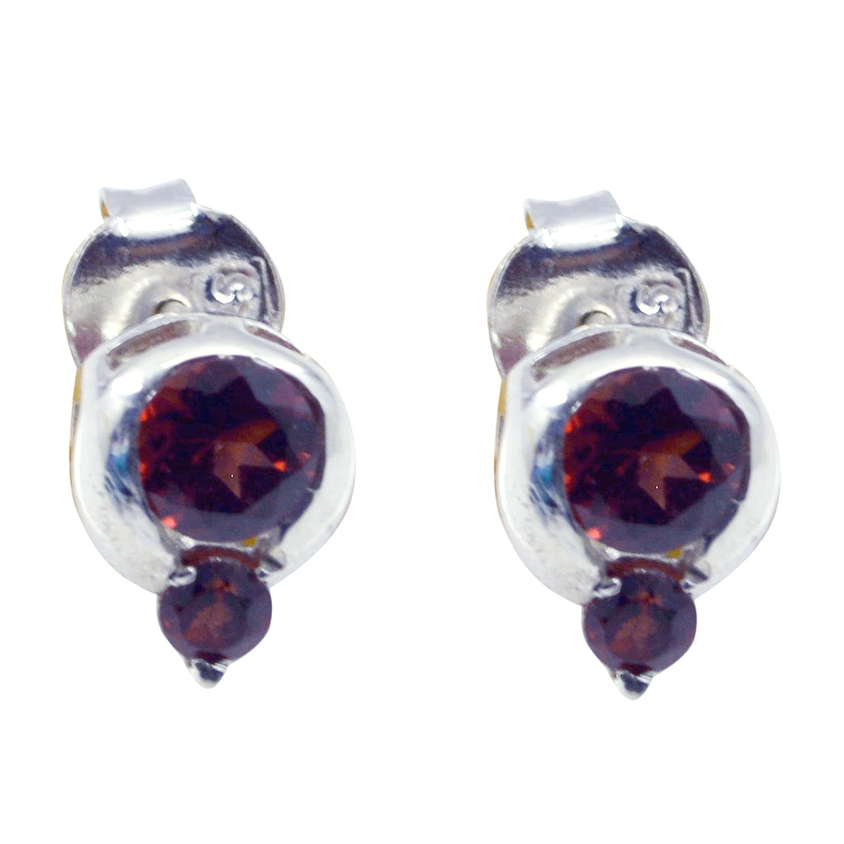Riyo Natural Gemstone round Faceted Red Garnet Silver Earring gift for teacher's day