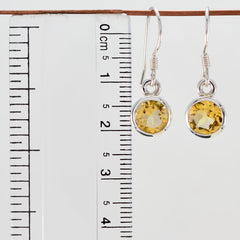 Riyo Natural Gemstone round Faceted Yellow Citrine Silver Earring halloween gift