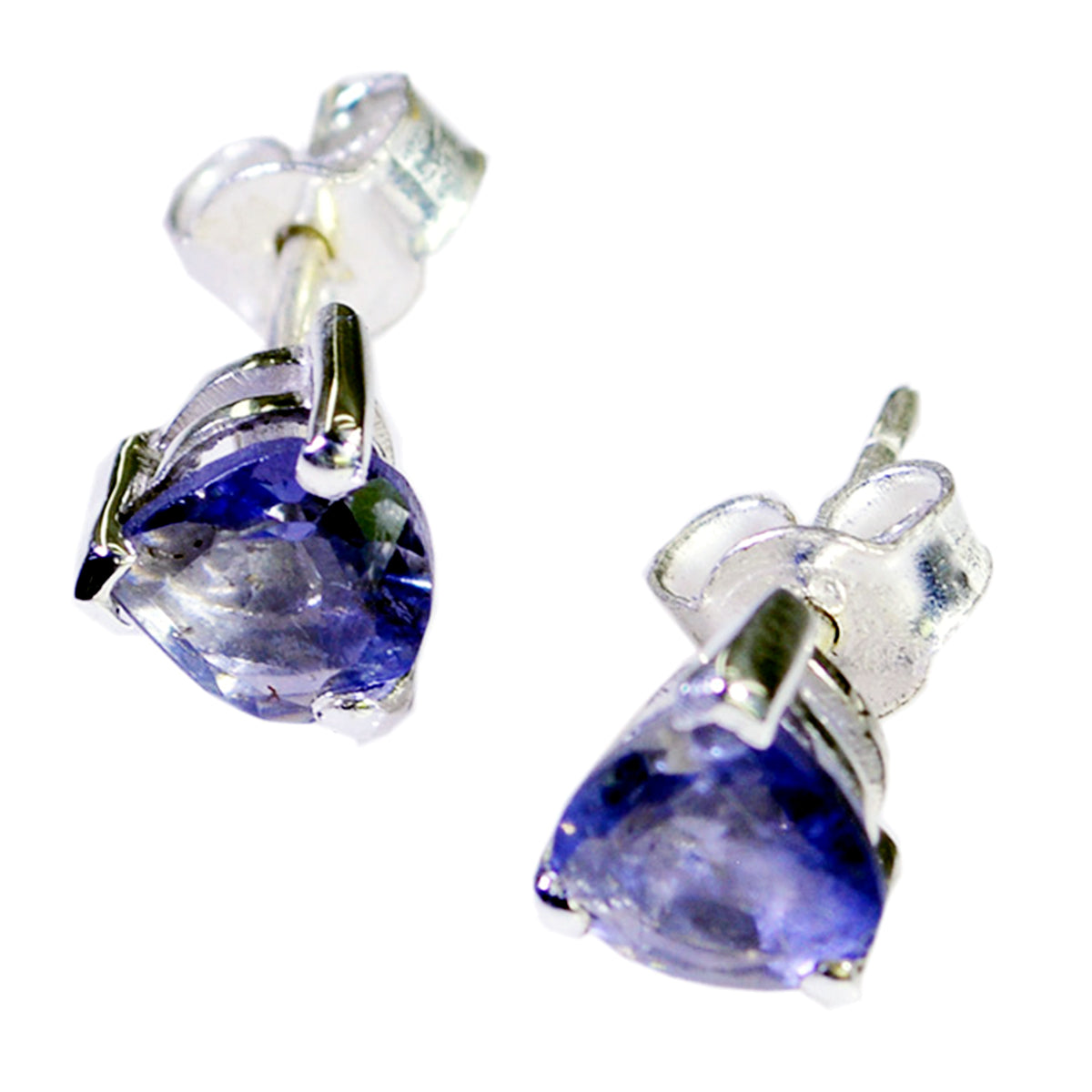 Riyo Natural Gemstone trillion Faceted Purple Amethyst Silver Earring good Friday gift