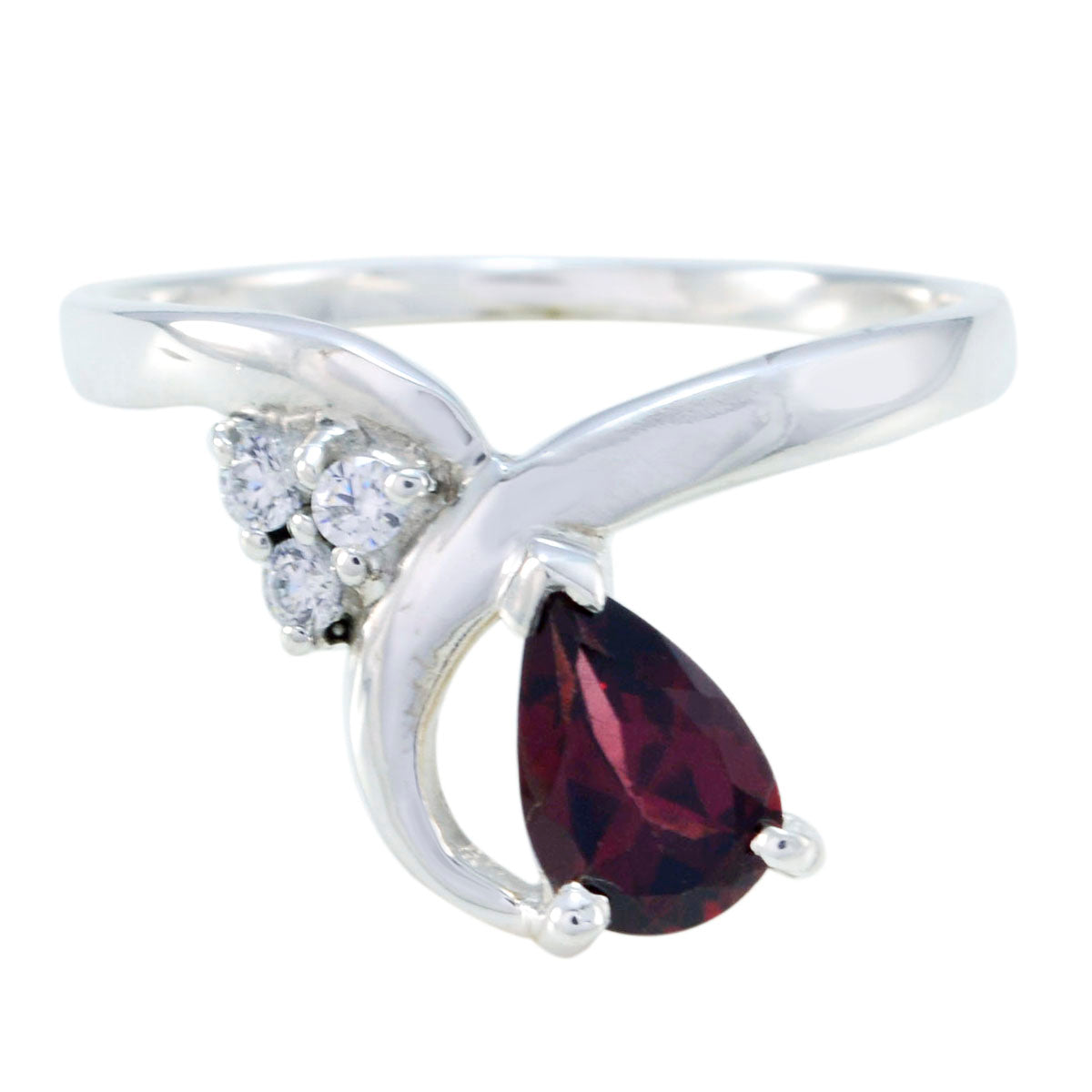 Riyo Natural Stone Garnet Solid Silver Ring Gift For Labour Day