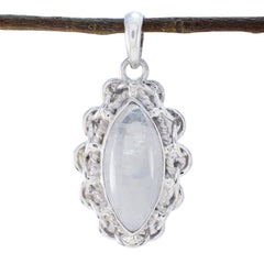 Riyo Nice Gemstone Marquise Cabochon White Rainbow Moonstone 925 Silver Pendants valentine's day gift