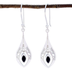 Riyo Nice Gemstone Marquise Faceted Black Onyx Silver Earring gift for friends