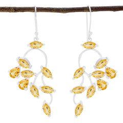 Riyo Nice Gemstone Marquise Faceted Yellow Citrine Silver Earring gift for graduation