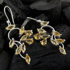 Riyo Nice Gemstone Marquise Faceted Yellow Citrine Silver Earring gift for graduation