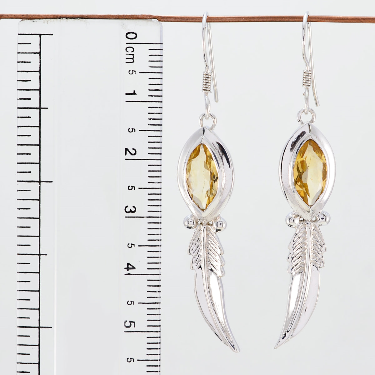 Riyo Nice Gemstone Marquise Faceted Yellow Citrine Silver Earrings independence gift