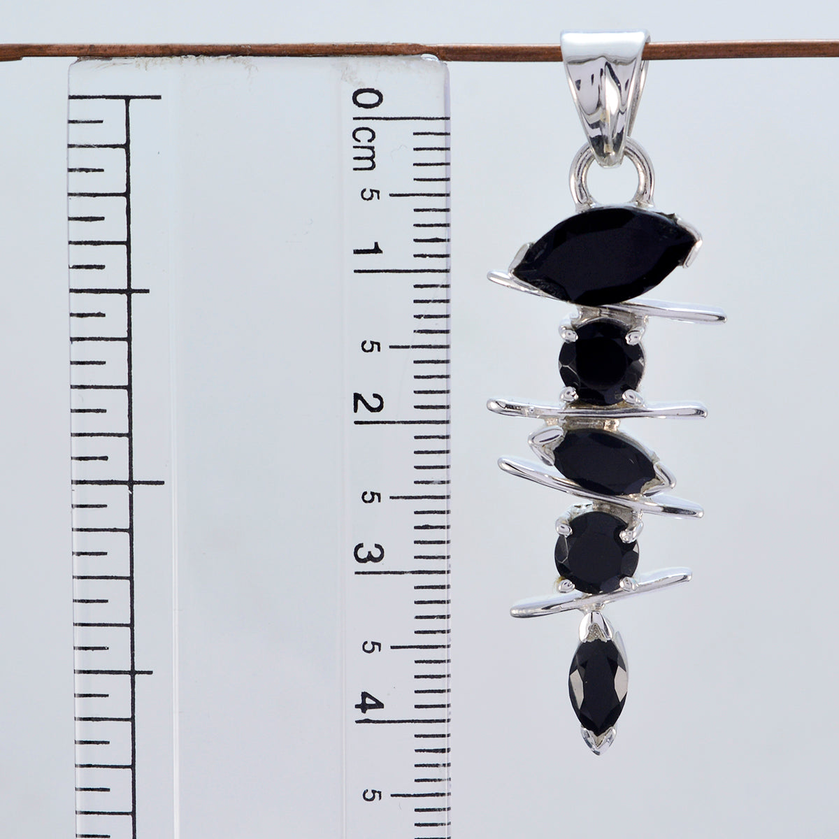 Riyo Nice Gemstone Multi Shape Faceted Black Black Onyx Solid Silver Pendants frinendship day gift