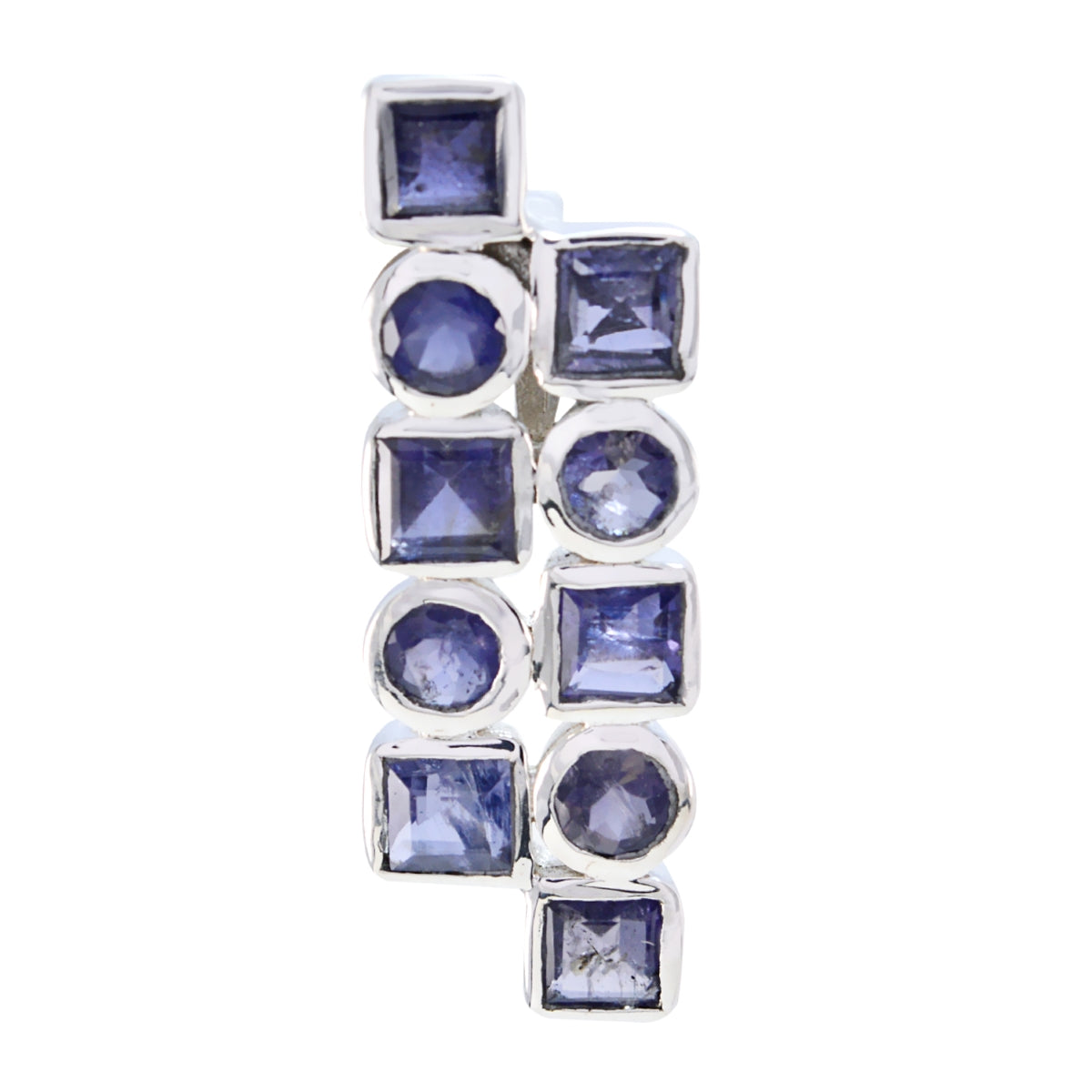 Riyo Nice Gemstone Multi Shape Faceted Nevy Blue Iolite 925 Silver Pendant gift for college