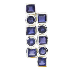 Riyo Nice Gemstone Multi Shape Faceted Nevy Blue Iolite 925 Silver Pendant gift for college