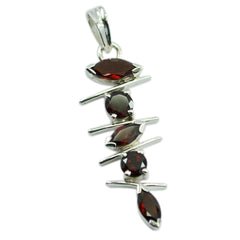 Riyo Nice Gemstone Multi Shape Faceted Red Garnet 925 Sterling Silver Pendant gift for easter Sunday