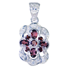 Riyo Nice Gemstone Multi Shape Faceted Red Garnet Solid Silver Pendant gift for labour day