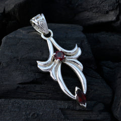 Riyo Nice Gemstone Multi Shape Faceted Red Garnet Sterling Silver Pendant gift for black Friday