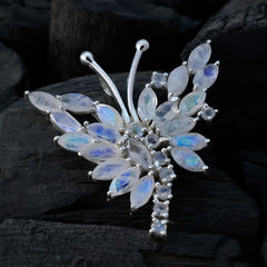 Riyo Nice Gemstone Multi Shape Faceted White Rainbow Moonstone Solid Silver Pendants mom birthday gift