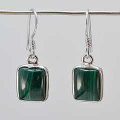 Riyo Nice Gemstone Octogon Cabochon Green Malachatie Silver Earring gift for women