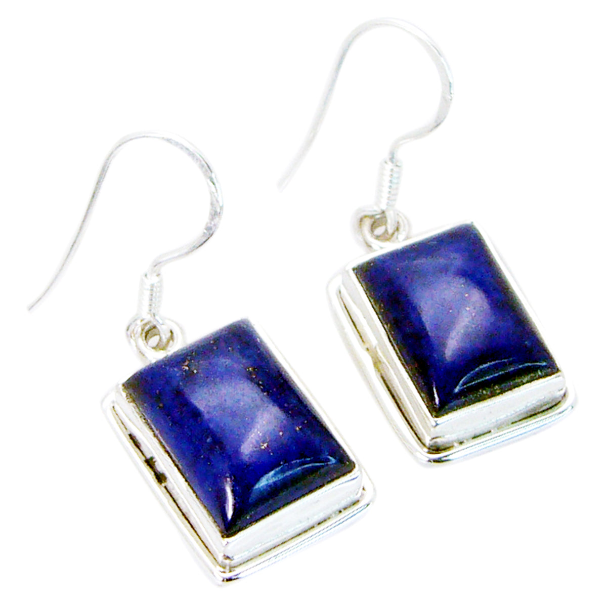 Riyo Nice Gemstone Octogon Cabochon Nevy Blue Lapis Lazuli Silver Earring moms day gift