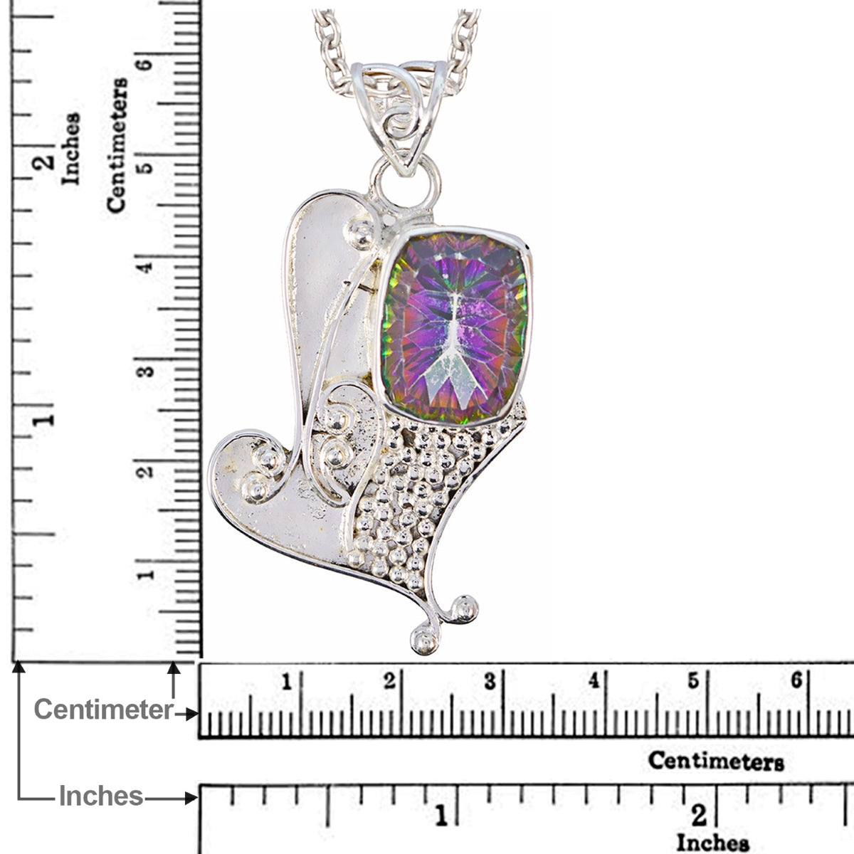 Riyo Nice Gemstone Octogon Faceted Multi Color Mystic Quartz Sterling Silver Pendants gift for mom