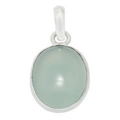 Riyo Nice Gemstone Oval Cabochon Blue Chalcedony Solid Silver Pendants gift for sister