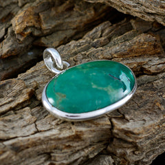 Riyo Nice Gemstone Oval Cabochon Green Turquoise Sterling Silver Pendant gift for wife