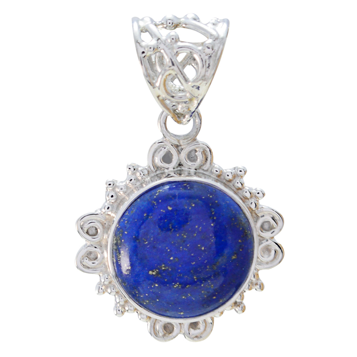 Riyo Nice Gemstone Oval Cabochon Nevy Blue Lapis Lazuli Sterling Silver Pendant gift for st. patricks day