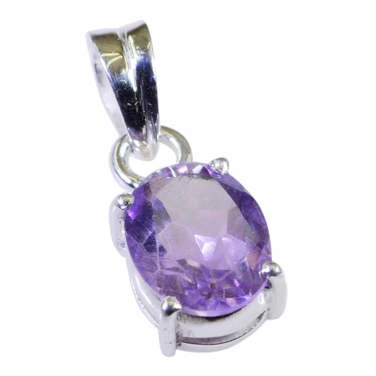 Riyo Nice Gemstone Oval Faceted Purple Amethyst 925 Sterling Silver Pendant gift for Faishonable day