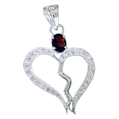 Riyo Nice Gemstone Oval Faceted Red Garnet 925 Sterling Silver Pendants gift for mother's day