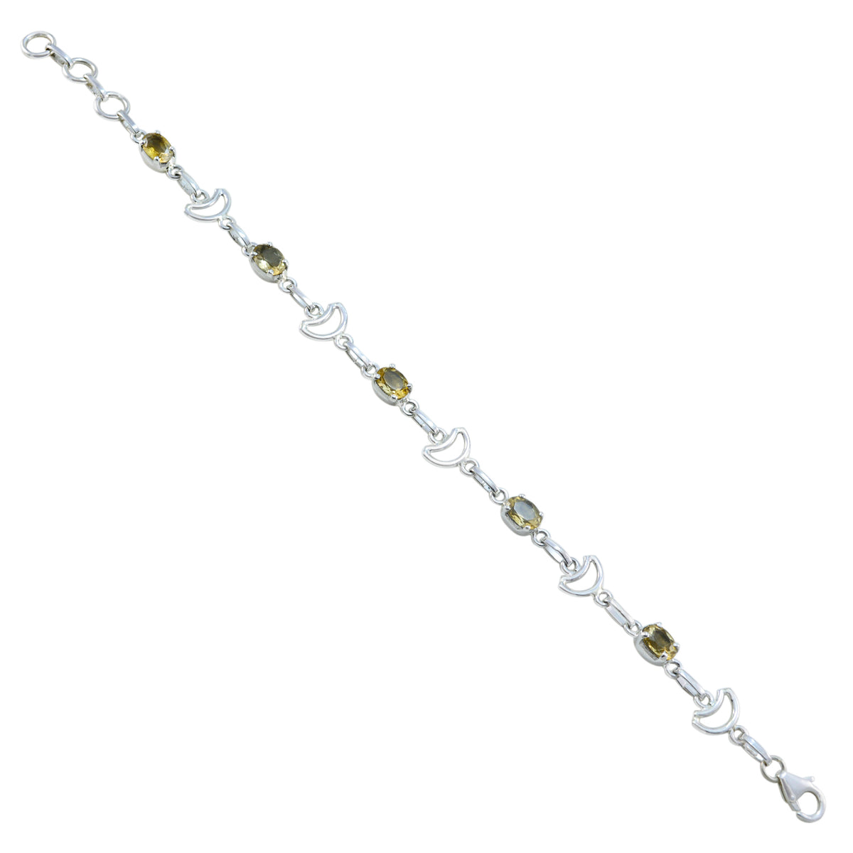 Riyo Nice Gemstone Oval Faceted Yellow Citrine Silver Bracelet gift for good