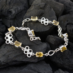 Riyo Nice Gemstone Oval Faceted Yellow Citrine Silver Bracelets gift for b' day