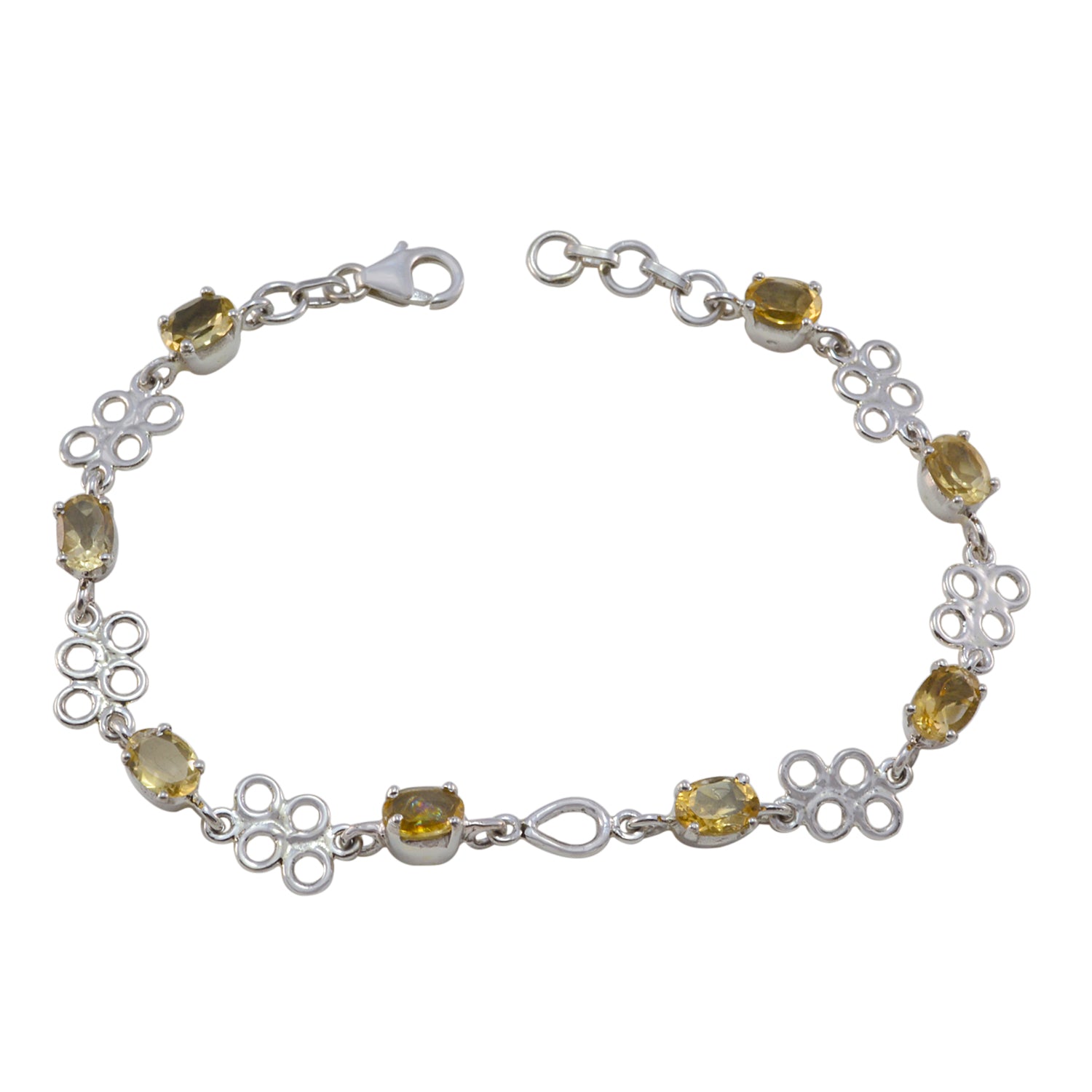 Riyo Nice Gemstone Oval Faceted Yellow Citrine Silver Bracelets gift for b' day