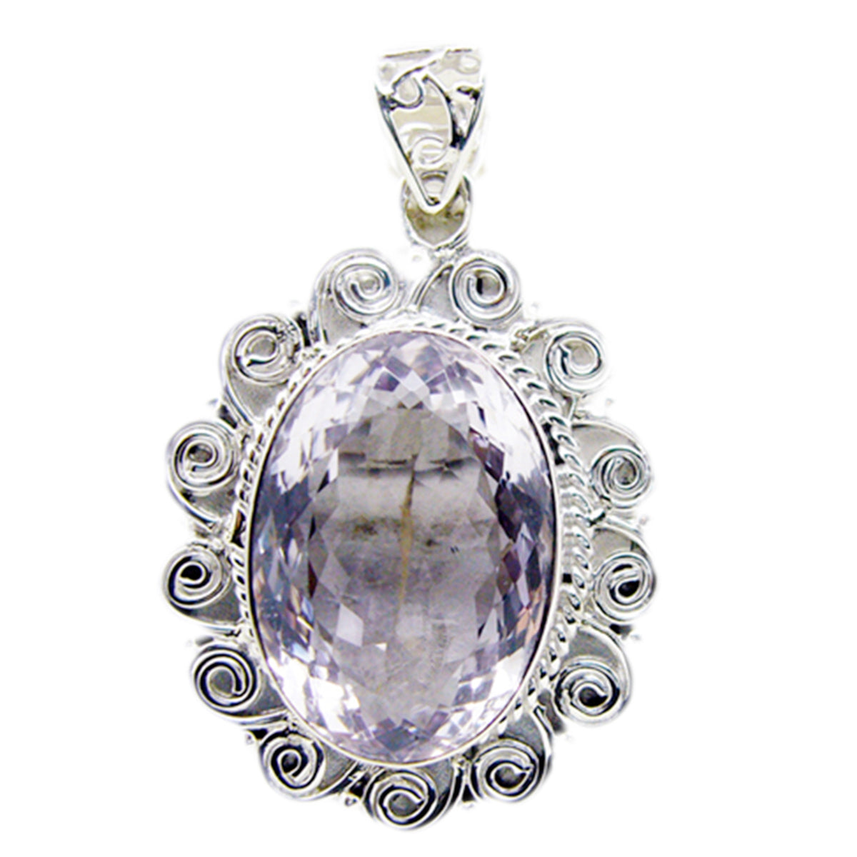 Riyo Nice Gemstone Oval checker Purple Amethyst Solid Silver Pendant gift for wife