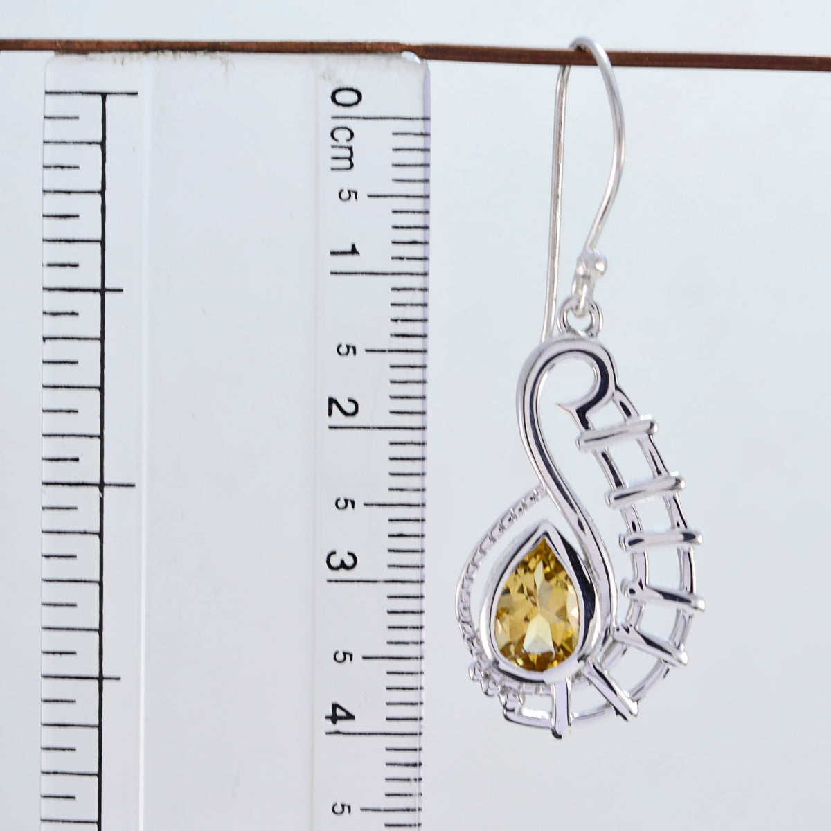 Riyo Nice Gemstone Pear Faceted Yellow Citrine Silver Earrings teacher's day gift