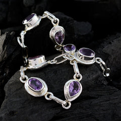 Riyo Nice Gemstone Pear/Oval Faceted Purple Amethyst Silver Bracelet cyber Monday gift