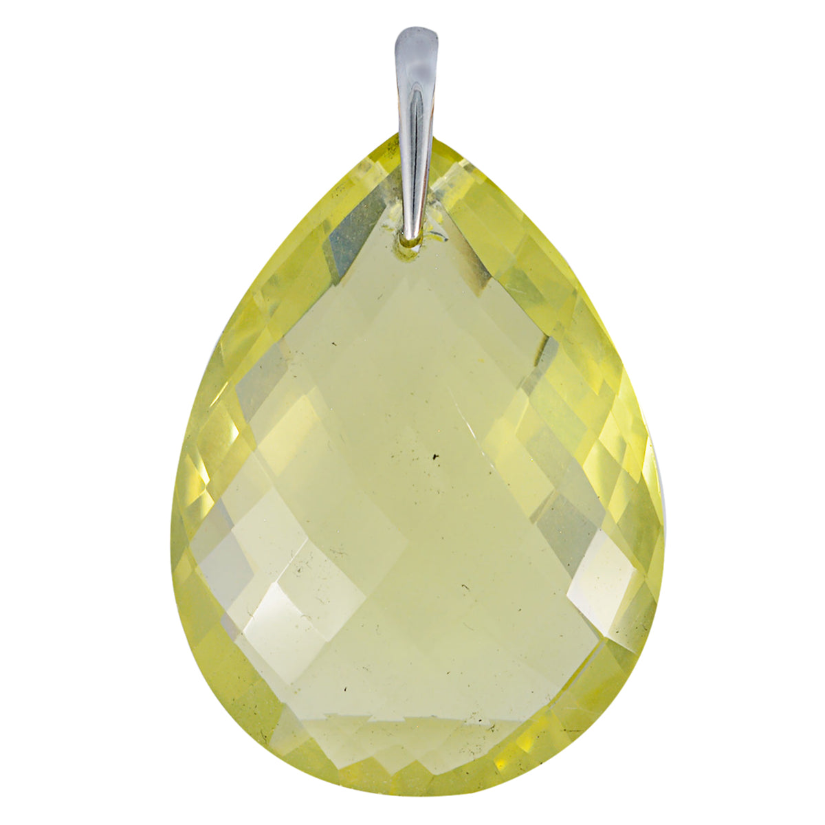 Riyo Nice Gemstone Pear checker Yellow Lemon Quartz Solid Silver Pendant daughter's day gift