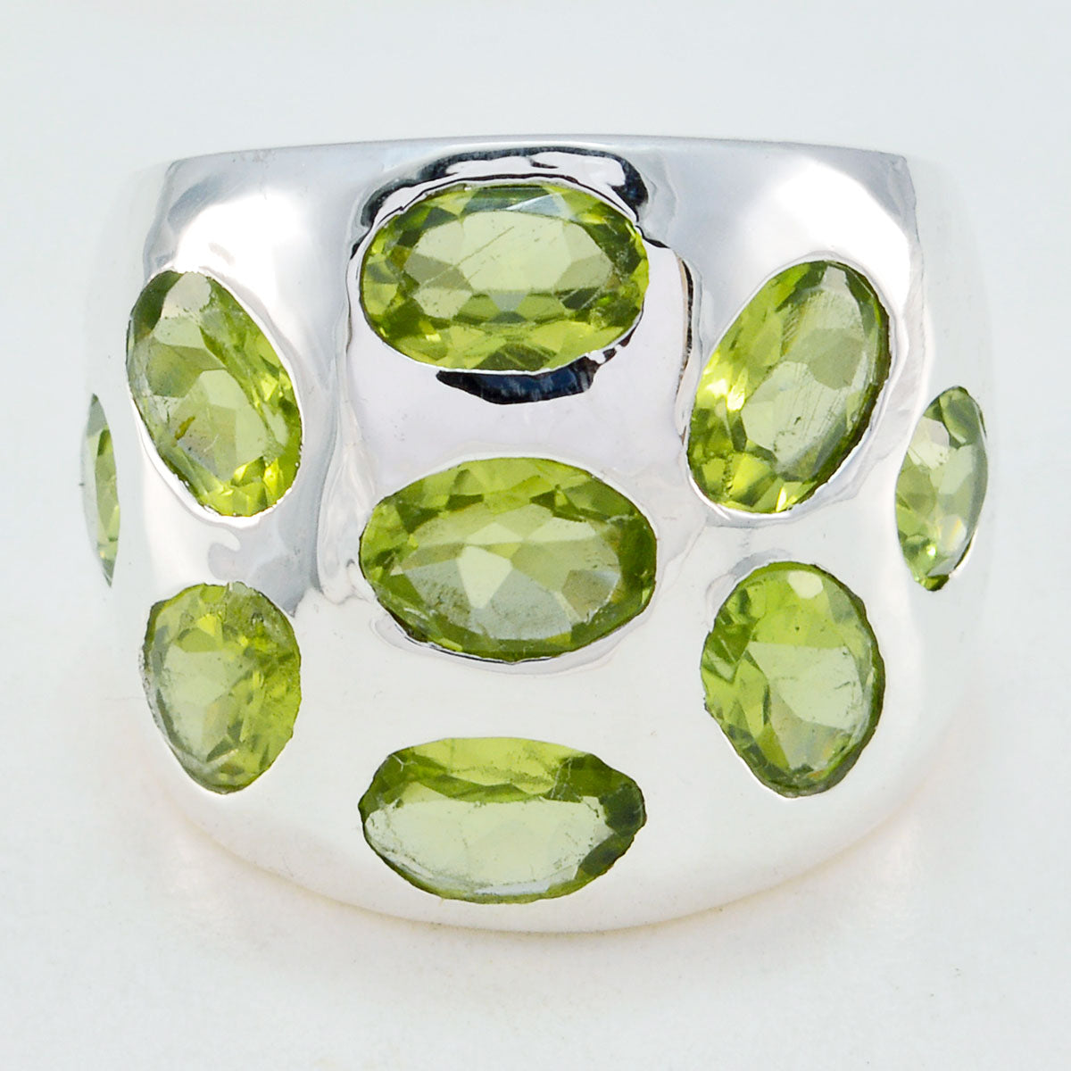 Riyo Nice Gemstone Peridot Solid Silver Rings Fast Fix Jewelry