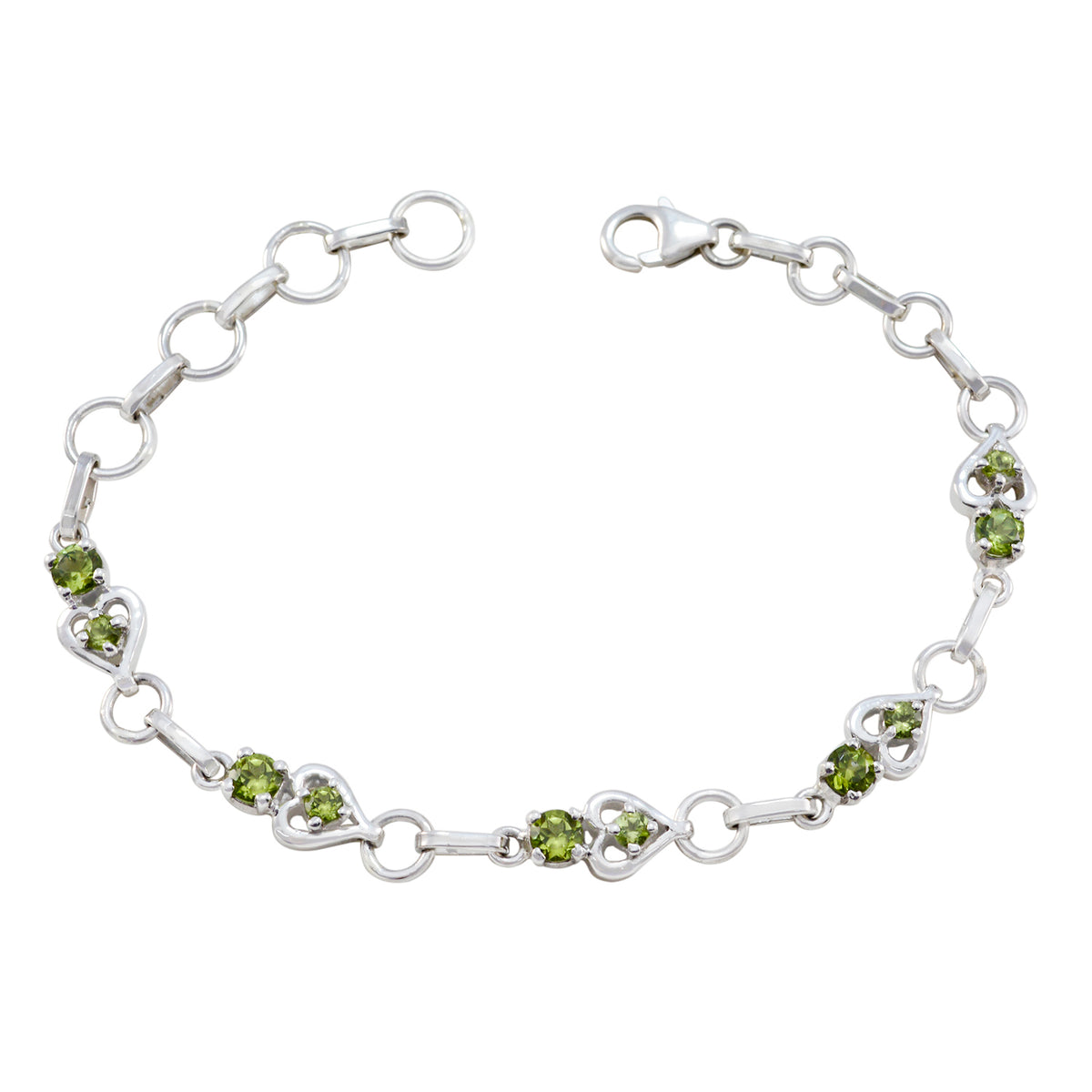 Riyo Nice Gemstone Round Faceted Green Peridot Silver Bracelets black Friday gift