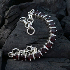 Riyo Nice Gemstone Round Faceted Red Garnet Silver Bracelet gift for wife