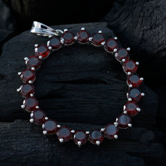 Riyo Nice Gemstone Round Faceted Red Garnet Sterling Silver Pendant gift for halloween