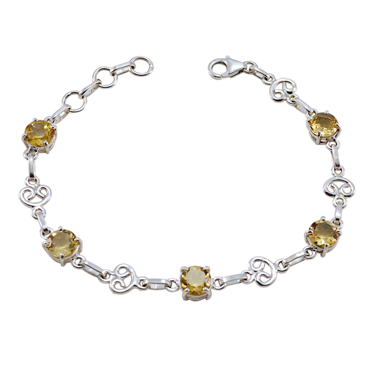 Riyo Nice Gemstone Round Faceted Yellow Citrine Silver Bracelets gift for teachers day