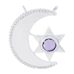 Riyo Nice Gemstone Round checker Purple Amethyst 925 Silver Pendants gift for cyber Monday