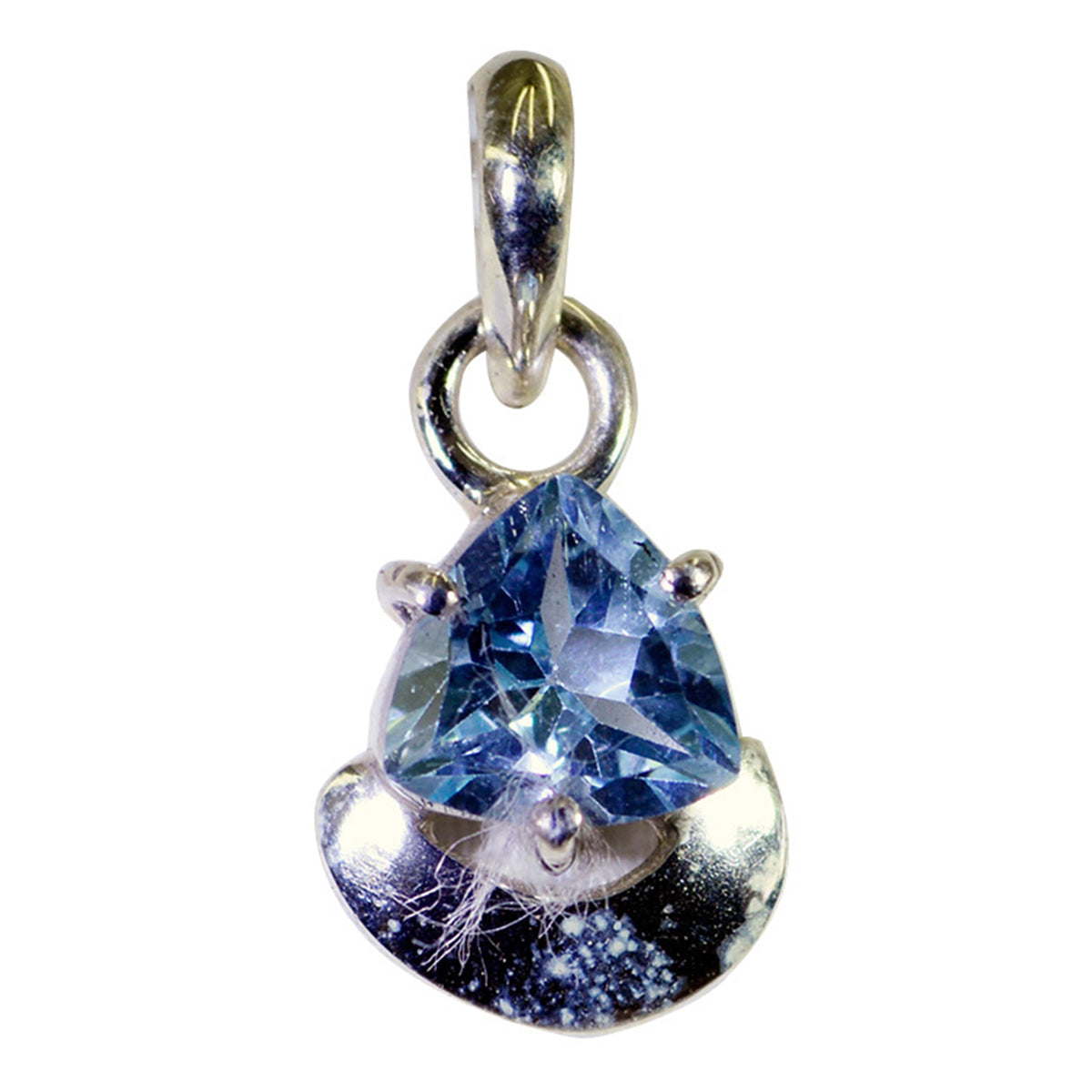 Riyo Nice Gemstone Triangle Faceted Blue Blue Topaz Solid Silver Pendants teacher's day gift