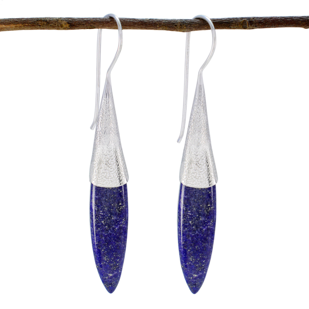 Riyo Nice Gemstone fancy Cabochon Nevy Blue Lapis Lazuli Silver Earrings gift for sister