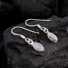 Riyo Nice Gemstone marquise Cabochon White Rainbow Moonstone Silver Earring moms day gift