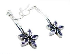 Riyo Nice Gemstone marquise Faceted Purple Amethyst Silver Earrings gift for girlfriend